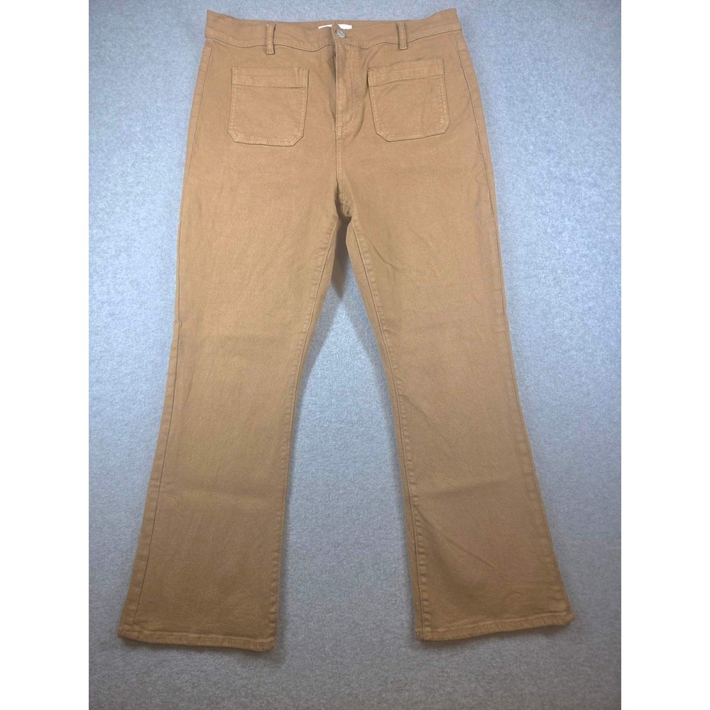 Loft The Kick Crop Pants Womens 30/10 Camel Tan High Rise Patch Pocket Stretch